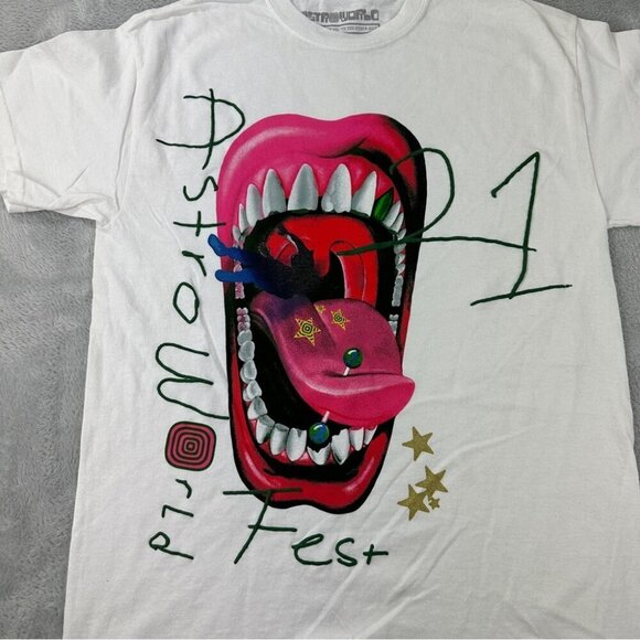 Travis Scott Astroworld 2021 Festival Merch Men's Sz Small White Large 3D NWOT - Picture 3 of 11